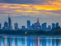 Widok na Warszawę zachód słońca